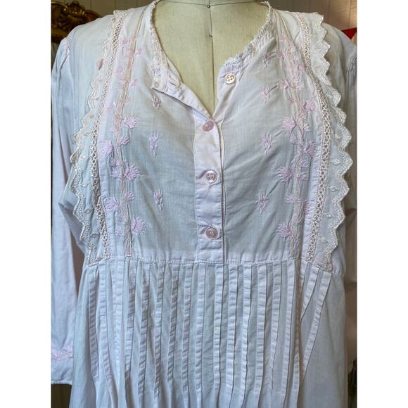 vintage 1980s pink cotton nightgown tommies cottagecore granny victorian m/l 38 - Picture 2 of 10